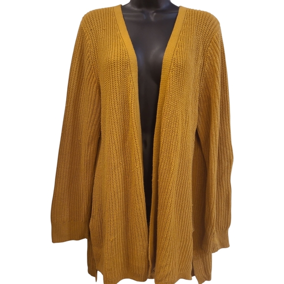 Women's Mustard Open-Front Sweater - Picture 1 of 7